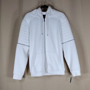 NWT Inc International Concepts White Pure Zip-Up Men's Casual Hooded Jacket